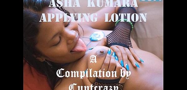  asha kumara applying lotion to her sexy naked body